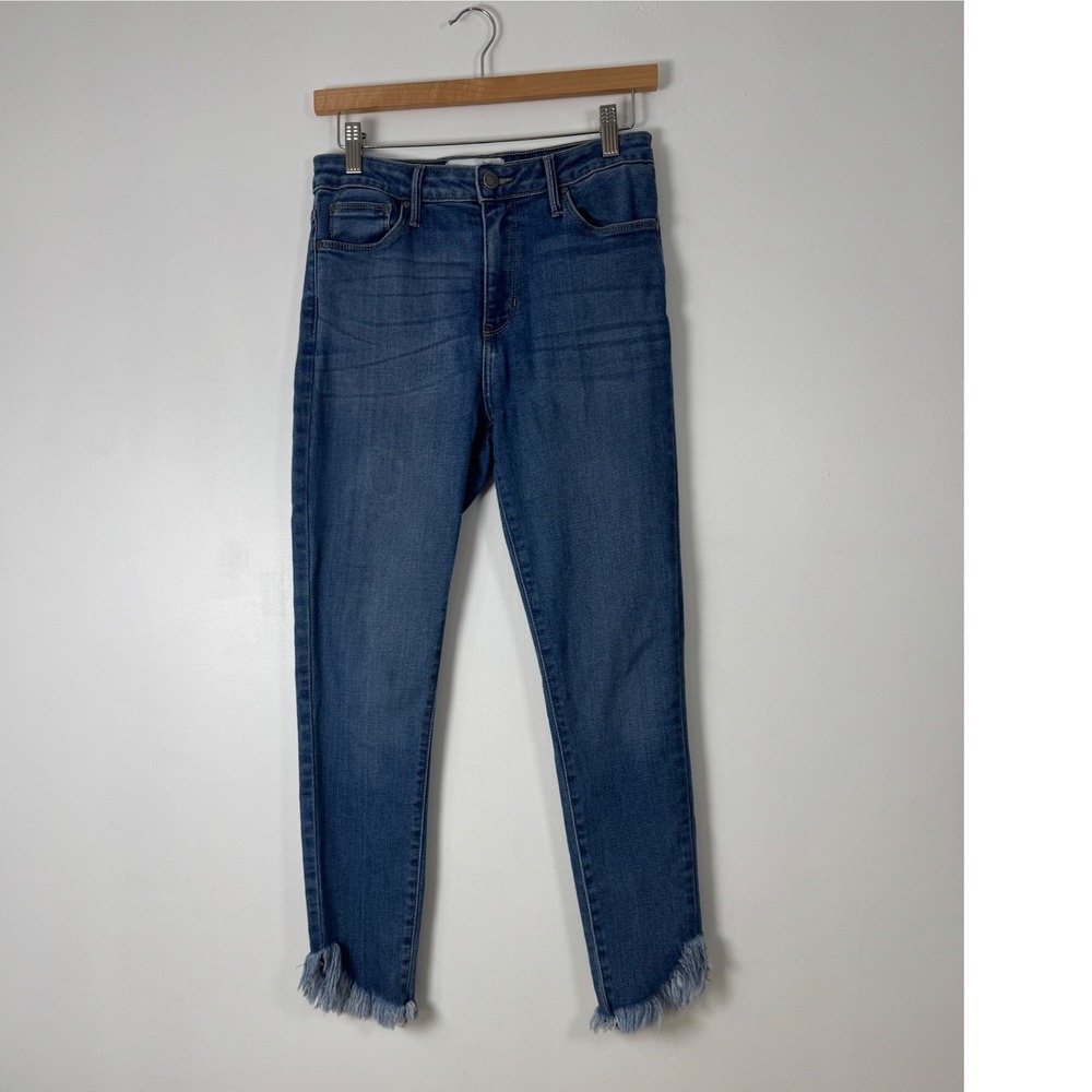 Boho Just Black Denim Womens 29 Skinny Jeans Blue Frayed Tulip Hem BP246J USA‎